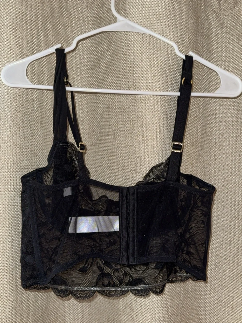 Guess Black Lace Underwire Longline Bralette